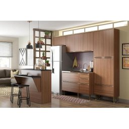 Cozinha Completa Multimóveis com 5 peças Calábria 5464 Nogueira - 4 Cozinha Completa Multimóveis com 5 peças Calábria 5464 Nogueira - 4