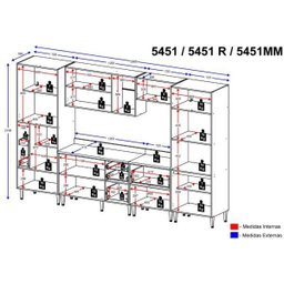Cozinha Completa Multimóveis com 6 peças Calábria 5451 Nogueira - 3