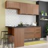 Cozinha Compacta Multimóveis com 4 peças Calábria 5460 Nogueira - 1