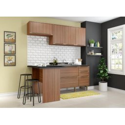 Cozinha Compacta Multimóveis com 4 peças Calábria 5460 Nogueira - 4 Cozinha Compacta Multimóveis com 4 peças Calábria 5460 Nogueira - 4