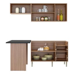 Cozinha Compacta Multimóveis com 4 peças Calábria 5460 Nogueira - 5 Cozinha Compacta Multimóveis com 4 peças Calábria 5460 Nogueira - 5