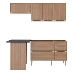 Cozinha Compacta Multimóveis com 4 peças Calábria 5460 Nogueira - 2 Cozinha Compacta Multimóveis com 4 peças Calábria 5460 Nogueira - 2