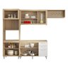 Cozinha Compacta Multimóveis Toscana 5720 Argila/Branco com Balcão para piá e paneleiro torre - 5