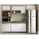 Ver imagem 1 de Cozinha Compacta Multimóveis Toscana 5720 Argila/Branco com Balcão para piá e paneleiro torre