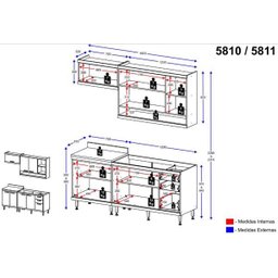 Cozinha Compacta Completa Multimóveis com 4 peças Sicília 5810 Argila/Branco - 3