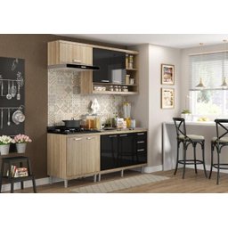 Cozinha Compacta Completa Multimóveis com 4 peças Sicília 5810 Argila/Preto - 4 Cozinha Compacta Completa Multimóveis com 4 peças Sicília 5810 Argila/Preto - 4