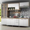 Cozinha Compacta Multimóveis Toscana 5722 -BRVD Argila/Branco com Balcão para piá e paneleiro - 1
