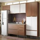 Ver imagem 1 de Cozinha Compacta Multimóveis com 4 peças Calábria 5458 Nogueira/Branco
