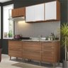 Cozinha Compacta Multimóveis com 4 peças Calábria 5459 Nogueira/Branco - 1