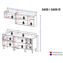 Cozinha Compacta Multimóveis com 4 peças Calábria 5459 Nogueira/Branco - 3 Cozinha Compacta Multimóveis com 4 peças Calábria 5459 Nogueira/Branco - 3