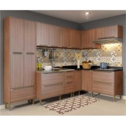 Cozinha Completa Multimóveis com 6 peças Calábria 5462 Nogueira - 1 Cozinha Completa Multimóveis com 6 peças Calábria 5462 Nogueira - 1