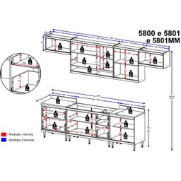 Cozinha Completa Multimóveis com 7 Peças Sicília 5800 Argila/Preto/Amarelo - 3