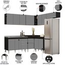 Ver imagem 3 de Armário de Cozinha Modulado de Canto 7 Peças Cp21 com Pia Inox Preto/cinza - Lumil Lumil Móveis