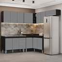 Ver imagem 2 de Armário de Cozinha Modulado de Canto 7 Peças Cp21 com Pia Inox Preto/cinza - Lumil Lumil Móveis
