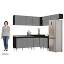 Ver imagem 5 de Armário de Cozinha Modulado de Canto 7 Peças Cp21 com Pia Inox Preto/cinza - Lumil Lumil Móveis