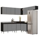 Ver imagem 1 de Armário de Cozinha Modulado de Canto 7 Peças Cp21 com Pia Inox Preto/cinza - Lumil Lumil Móveis