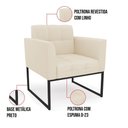 Ver imagem 6 de Kit 1 Sofá Namoradeira e 2 Poltronas Elisa Linho Bege A19 Base Metálica Industrial Preto - D'Rossi