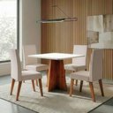 Ver imagem 2 de Conjunto Sala de Jantar Mesa Quadrada 0,90m Moove 4 Cadeiras Veludo Milano Viero Madeirado / Marfim
