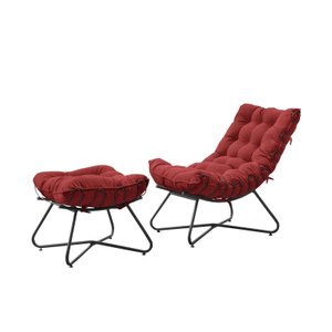 Poltrona Decorativa Costela EVA Preto - Veludo Vermelho