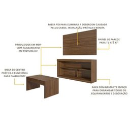 Rack c/Painel TV até 47 Pol Mesa Centro Inovare Multimóveis Duna Acetinado Texturizado - 3 Rack c/Painel TV até 47 Pol Mesa Centro Inovare Multimóveis Duna Acetinado Texturizado - 3