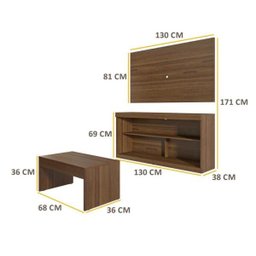 Rack c/Painel TV até 47 Pol Mesa Centro Inovare Multimóveis Duna Acetinado Texturizado - 4 Rack c/Painel TV até 47 Pol Mesa Centro Inovare Multimóveis Duna Acetinado Texturizado - 4