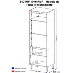 Paneleiro Multimóveis Calábria para Forno e Micro-ondas 5404Mf Nogueira/Branco - 2
