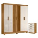 Ver imagem 1 de Guarda Roupa Casal Valença e Cômoda Ms913 Freijó Off White – Moval