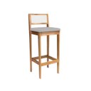 Ver imagem 3 de Kit 4 Banquetas Estofada em Linho Encosto Palhinha Bruna:mel com Linho Cinza