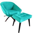 Ver imagem 4 de Kit Duas Poltrona Giovana Base Giratória Cromado em Sued Premium:tiffany