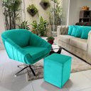 Ver imagem 2 de Kit Duas Poltrona Giovana Base Giratória Cromado em Sued Premium:tiffany