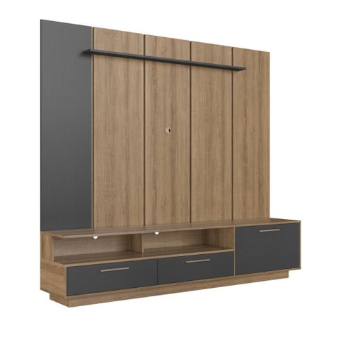 Home Rack e Painel para Tv até 75 Polegadas com Iluminação Led Ravenna Grafite