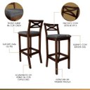 Ver imagem 4 de Kit 2 Banquetas Alta Estofada para Bancada Madri Madeira Capuccino Suede Cinza Ccs