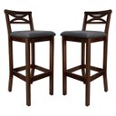 Ver imagem 1 de Kit 2 Banquetas Alta Estofada para Bancada Madri Madeira Capuccino Suede Cinza Ccs