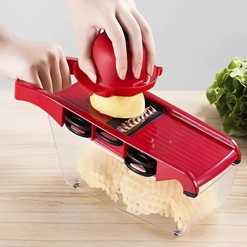 Ver imagem 2 de Conjunto 6 em 1 Cortador Fatiador Descascador Ralador Multifuncional Manual Legumes Frutas Batatas