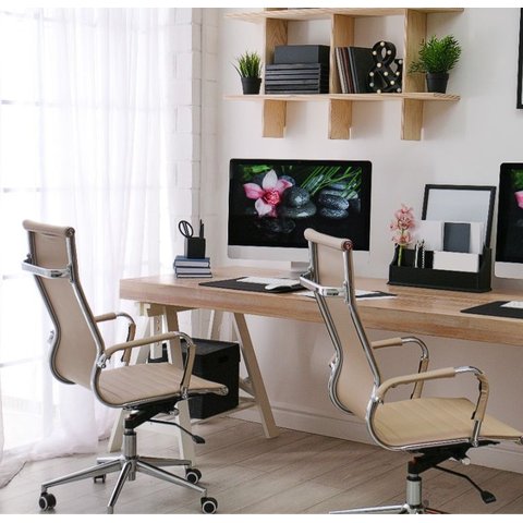 Kit 2 Cadeiras Office Giratória Manhattan Presidente Pu Várias Cores Braços Fixos - Fratini