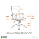 Ver imagem 7 de Kit 2 Cadeiras Office Giratória Manhattan Presidente Pu Várias Cores Braços Fixos - Fratini