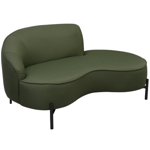Sofá Curvo 03 Lugares 180cm Braço Direito Thommy Pés Preto Fosco Linho Verde - Casaepoltrona