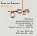 Ver imagem 3 de Lustre Pendente Figo Bronze - 6 Globo Esfera de Vidro Fumê