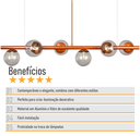 Ver imagem 4 de Lustre Pendente Figo Bronze - 6 Globo Esfera de Vidro Fumê