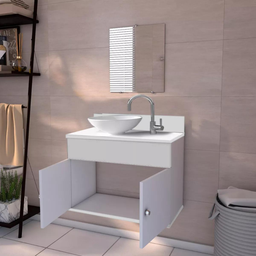 Gabinete para Banheiro 60cm Suspenso com Cuba e Espelho Armário para Lavabo - Brovália - 2