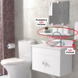 Gabinete para Banheiro 60cm Suspenso com Cuba e Espelho Armário para Lavabo - Brovália - 5
