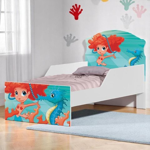 Cama Infantil Tick Sereia Menina com Colchão