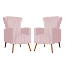 Ver imagem 1 de Kit 02 Poltrona Decorativa Melinda Suede Rosa Bebê - Fm