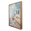 Ver imagem 1 de Quadro Decorativo Caixa Alta com Vidro Abstrato Mármore Gold Blue TaColado Moldura Madeira 120 x 80c