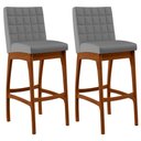 Ver imagem 1 de Kit 02 Banquetas Altas Para Cozinha Sala De Jantar Fixa Mila B04 Facto Cinza Fosco - Lyam Decor