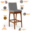 Ver imagem 4 de Kit 02 Banquetas Altas Para Cozinha Sala De Jantar Fixa Mila B04 Facto Cinza Fosco - Lyam Decor