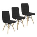 Ver imagem 1 de Kit 3 Cadeiras Gomos Eiffel Eames Fitz Dublin Estofada Base Madeira Preta