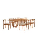 Ver imagem 2 de Conjunto Mesa de Jantar Tampo 240cm Barril Laminado Ello e 8 Cadeiras Mônaco Premium Marrom/Cinamomo/Bege