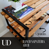 Banco Sapateira Madeira e Aço Estilo Industrial Escandinavo Aço Carbono Preto Suporta até 100kg - 4
