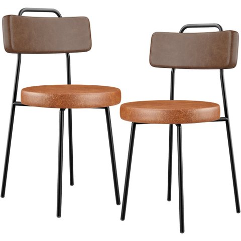 Kit 02 Cadeiras Decorativas Estofada Para Sala Jantar Barcelona L02 Couríssimo Marrom Camel - Lyam L
